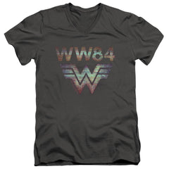 Wonder Woman 1984 Static TV Lines Men's 30/1 Cotton Slim V-Neck T-Shirt