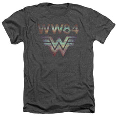 Wonder Woman 1984 Static TV Lines Men's 30/1 Heather 60 40 Poly Short-Sleeve T-Shirt