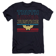 Wonder Woman 1984 Truth Love Justice Men's Ultra-Soft 30/1 Cotton Slim Short-Sleeve T-Shirt