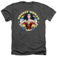 Wonder Woman 1984 Woman Of Wonder Men's 30/1 Heather 60 40 Poly Short-Sleeve T-Shirt