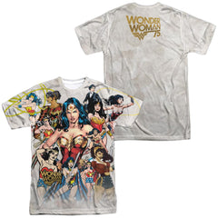 Wonder Woman 75th Collage (Front/Back Print) Men's Regular Fit Polyester Short-Sleeve T-Shirt