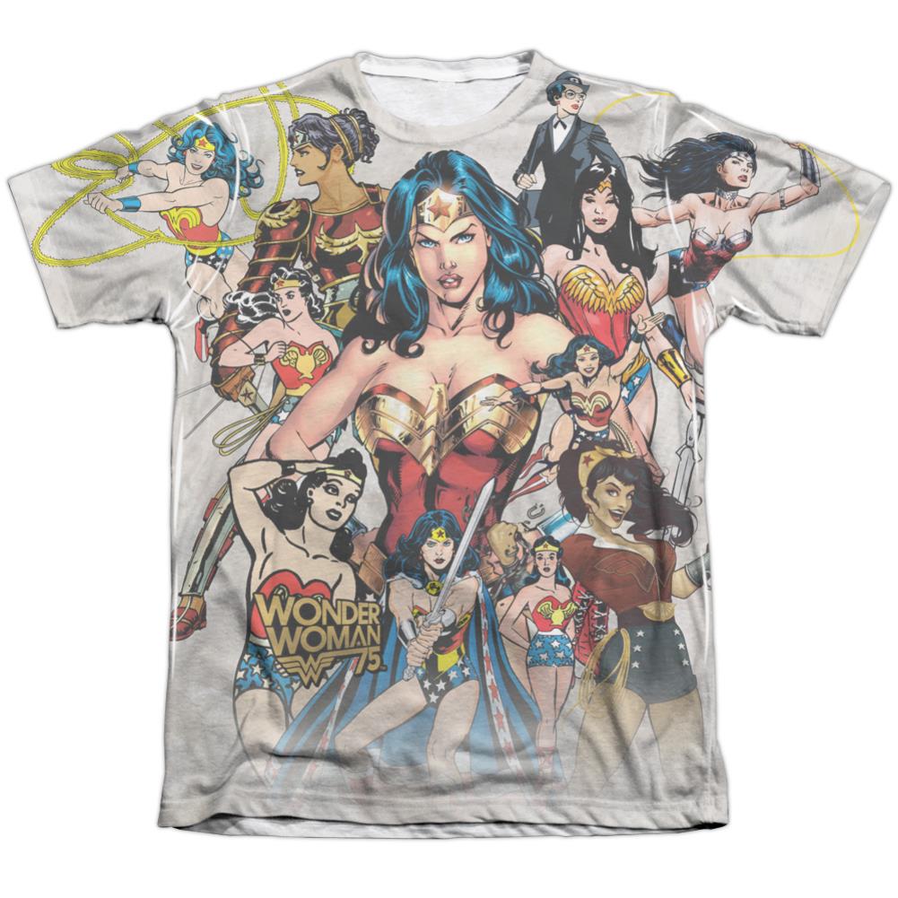 Wonder Woman 75th Collage Men's Regular Fit Poly Cotton Short-Sleeve T-Shirt