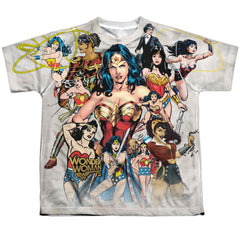Wonder Woman 75th Collage Youth Regular Fit Poly Short-Sleeve T-Shirt