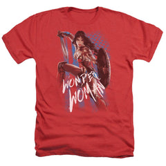 Wonder Woman Movie American Hero Men's 30/1 Heather 60 40 Poly Short-Sleeve T-Shirt