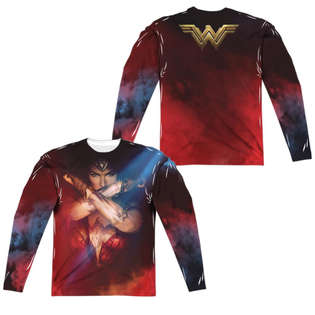 Wonder Woman Movie Arms Crossed (Front/Back Print) Men's Regular Fit Polyester Long-Sleeve T-Shirt