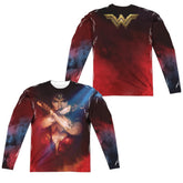Wonder Woman Movie Arms Crossed (Front/Back Print) Men's Regular Fit Polyester Long-Sleeve T-Shirt