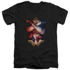 Wonder Woman Movie Arms Crossed Men's 30/1 Cotton Slim V-Neck T-Shirt