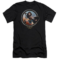 Wonder Woman Movie Battle Pose Men's Ultra-Soft 30/1 Cotton Slim Short-Sleeve T-Shirt