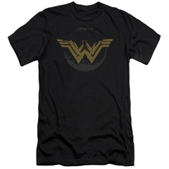 Wonder Woman Movie Distressed Logo Men's Ultra-Soft 30/1 Cotton Slim Short-Sleeve T-Shirt