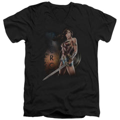 Wonder Woman Movie Fierce Men's 30/1 Cotton Slim V-Neck T-Shirt