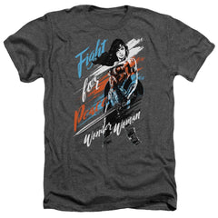 Wonder Woman Movie Fight For Peace Men's 30/1 Heather 60 40 Poly Short-Sleeve T-Shirt