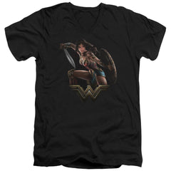Wonder Woman Movie Fight Men's 30/1 Cotton Slim V-Neck T-Shirt