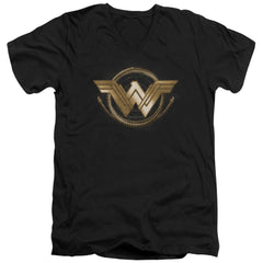 Wonder Woman Movie Lasso Logo Men's 30/1 Cotton Slim V-Neck T-Shirt