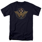 Wonder Woman Movie Power Stance And Emblem Men's 18/1 Cotton Short-Sleeve T-Shirt