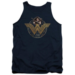 Wonder Woman Movie Power Stance And Emblem Men's 18/1 Cotton Tank Top