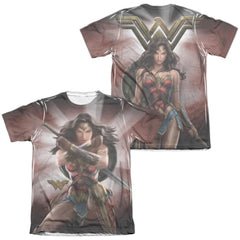 Wonder Woman Movie Protector Of Humanity (Front/Back Print) Men's Regular Fit Poly Cotton Short-Sleeve T-Shirt