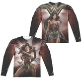 Wonder Woman Movie Protector Of Humanity (Front/Back Print) Men's Regular Fit Polyester Long-Sleeve T-Shirt