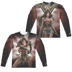 Wonder Woman Movie Protector Of Humanity (Front/Back Print) Men's Regular Fit Polyester Long-Sleeve T-Shirt