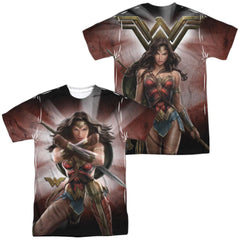 Wonder Woman Movie Protector Of Humanity (Front/Back Print) Men's Regular Fit Polyester Short-Sleeve T-Shirt