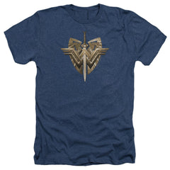 Wonder Woman Movie Sword Emblem Men's 30/1 Heather 60 40 Poly Short-Sleeve T-Shirt