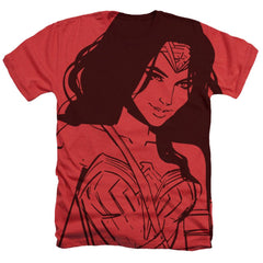 Wonder Woman Movie Ww Smile Men's 30/1 Cotton Poly SS Heather T