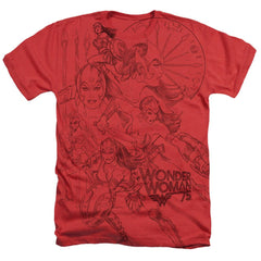 Wonder Woman WW75 Sketches Collage Men's 30/1 Cotton Poly SS Heather T