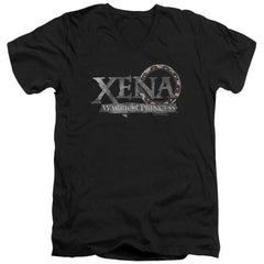 Xena Warrior Princess Battered Logo Men's 30/1 Cotton Slim V-Neck T-Shirt