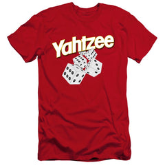 Yahtzee Tumbling Dice Men's Ultra-Soft 30/1 Cotton Slim Short-Sleeve T-Shirt
