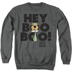 Yogi Bear Hey Boo Boo Men's Crewneck 50 50 Poly Long-Sleeve T-Shirt