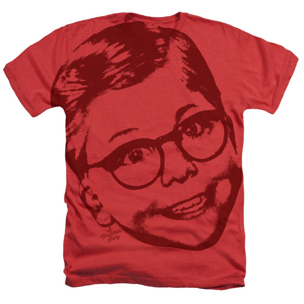A Christmas Story Big Head Ralphie Men's 30/1 Cotton Poly Short-Sleeve Heather T-Shirt