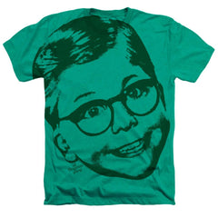 A Christmas Story Big Head Ralphie Men's 30/1 Cotton Poly Short-Sleeve Heather T-Shirt