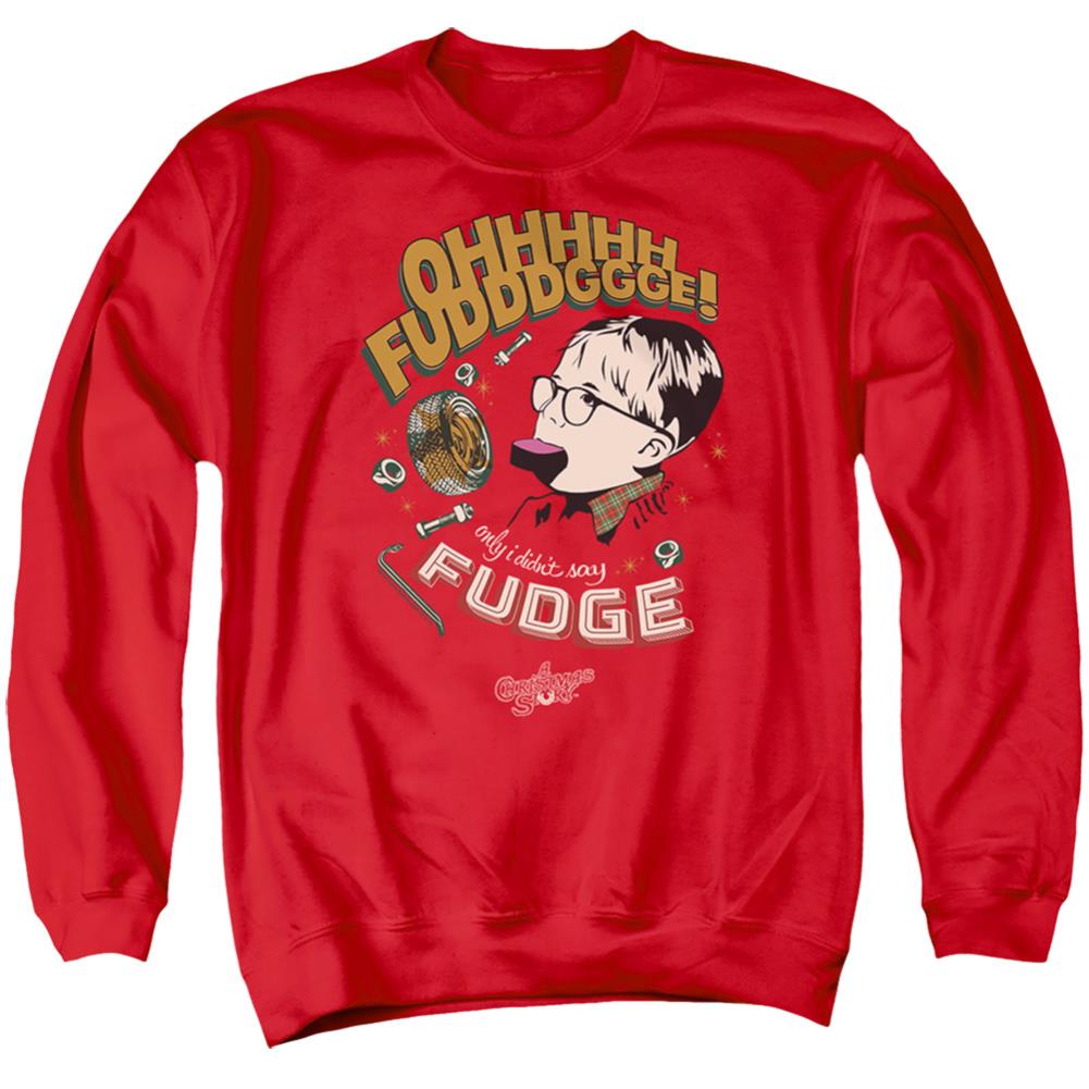 A Christmas Story Fudge Men's Crewneck 50 50 Poly Long-Sleeve T-Shirt