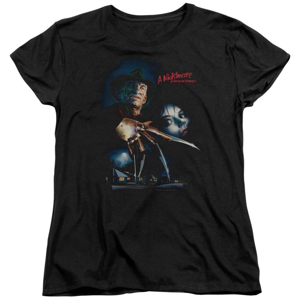 A Nightmare On Elm Street Elm Street Poster Women's 18/1 Cotton Short-Sleeve T-Shirt