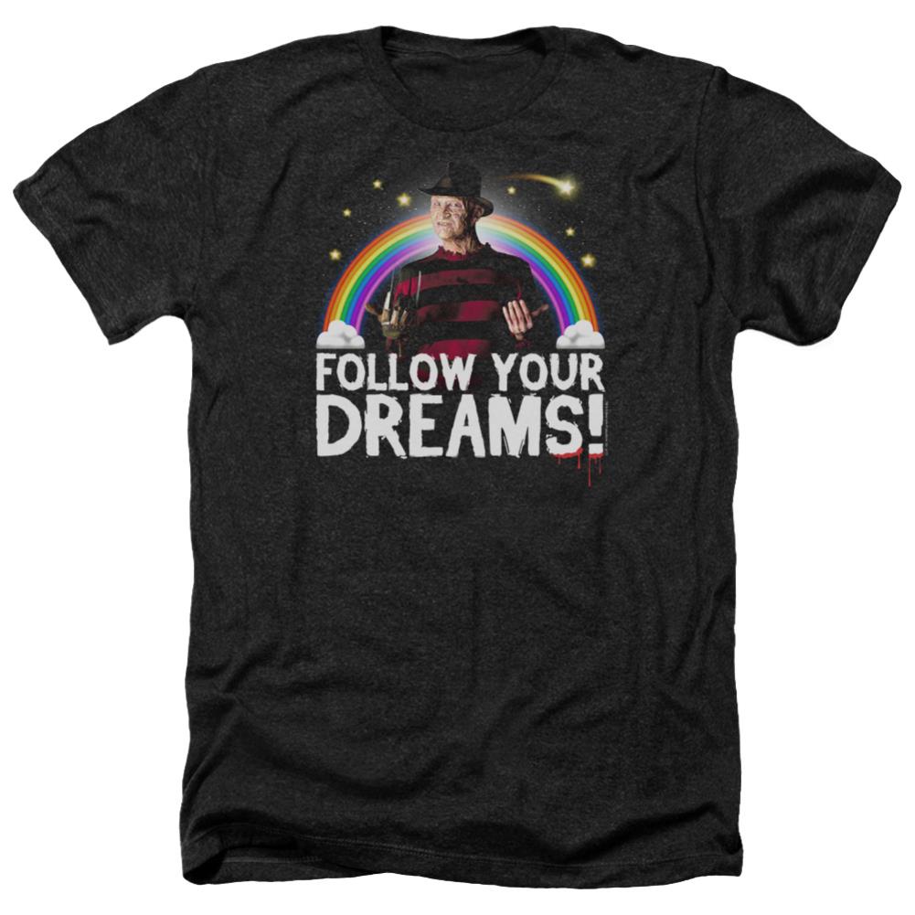 A Nightmare On Elm Street Follow Your Dreams Men's 30/1 Heather 60 40 Poly Short-Sleeve T-Shirt