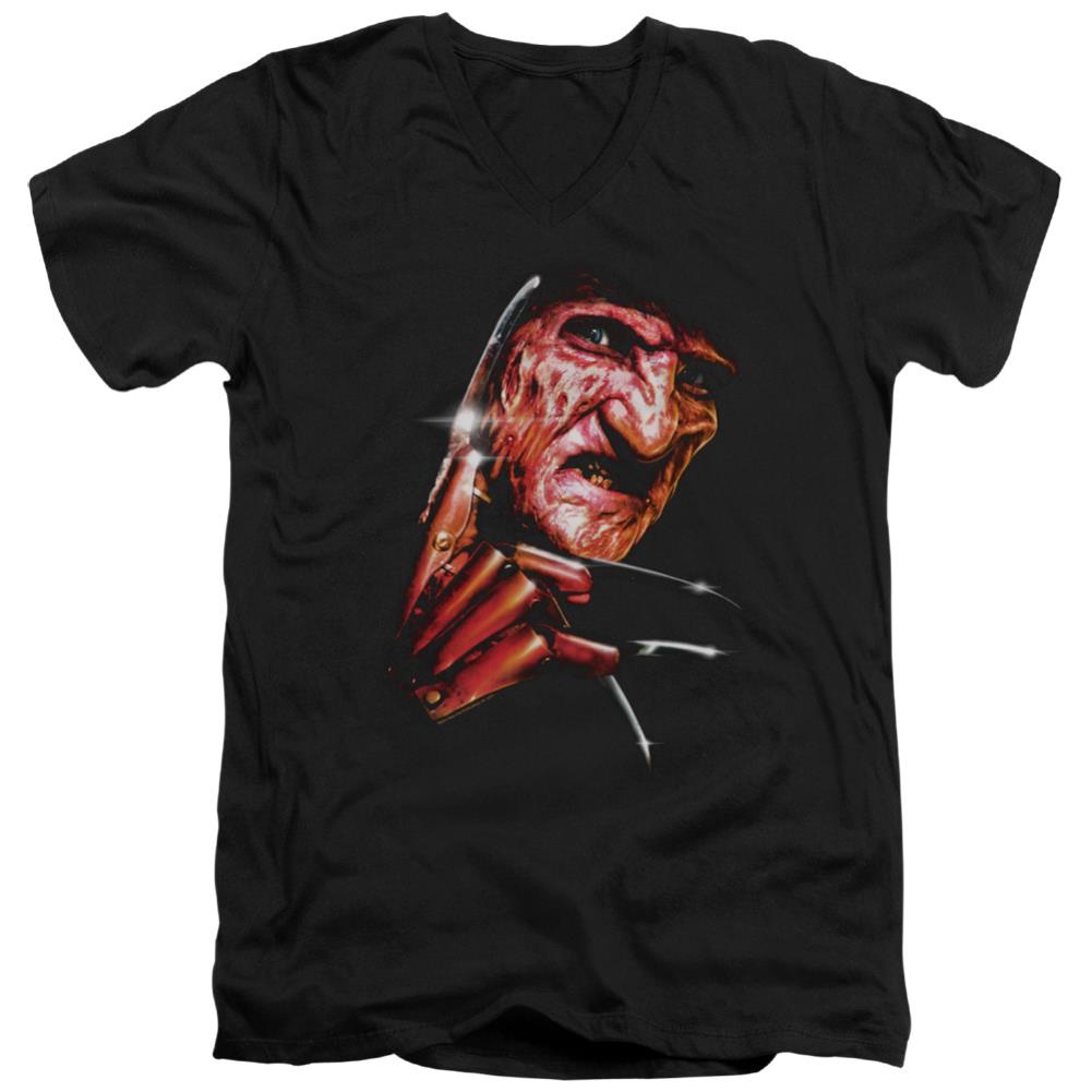 A Nightmare On Elm Street Freddy's Face Men's 30/1 Cotton Slim V-Neck T-Shirt