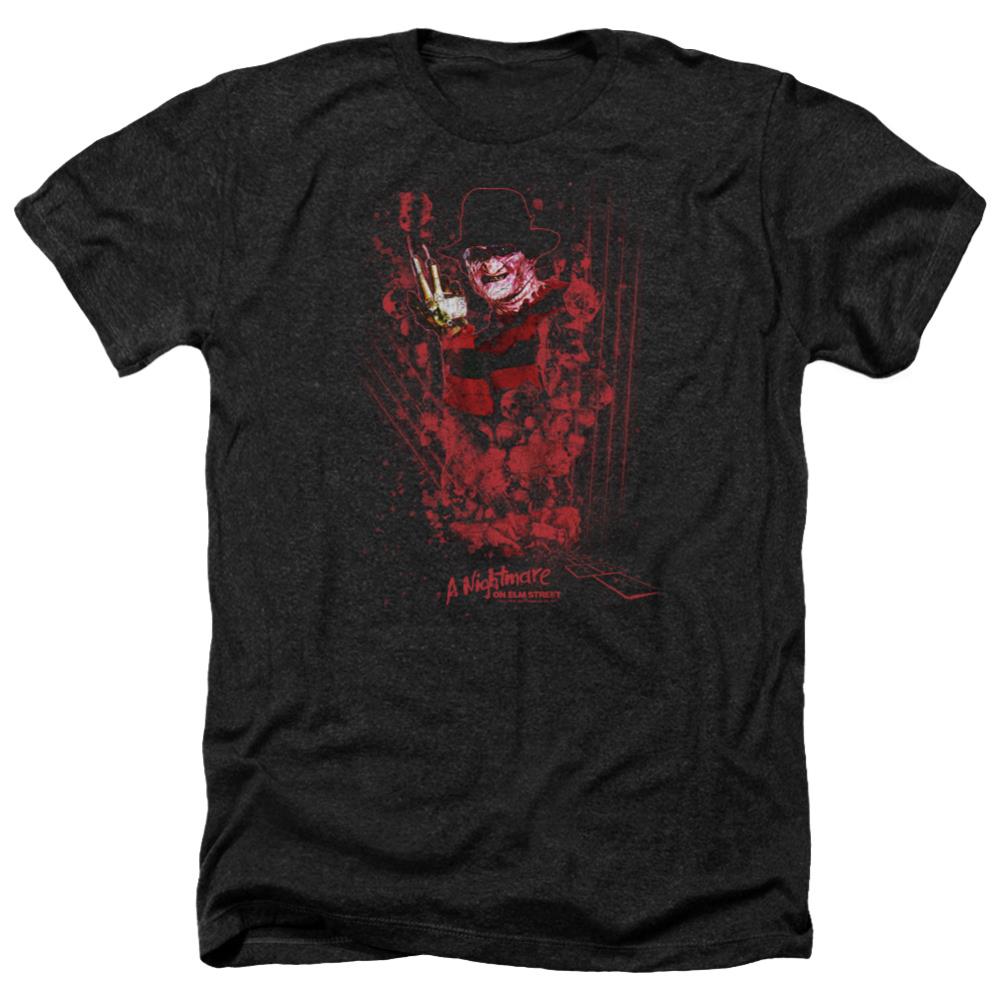 A Nightmare On Elm Street One Two Freddy's Coming For You Men's 30/1 Heather 60 40 Poly Short-Sleeve T-Shirt