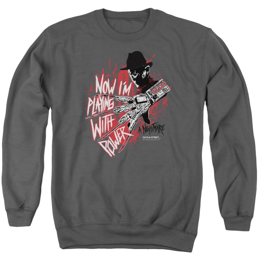 A Nightmare On Elm Street Playing With Power Men's Crewneck 50 50 Poly Long-Sleeve T-Shirt