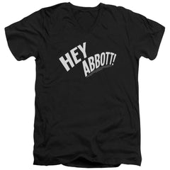 Abbott And Costello Hey Abbott Men's 30/1 Cotton Slim V-Neck T-Shirt