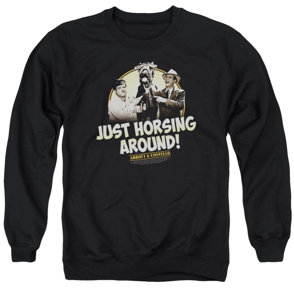 Abbott And Costello Horsing Around Men's Crewneck 50 50 Poly Long-Sleeve T-Shirt