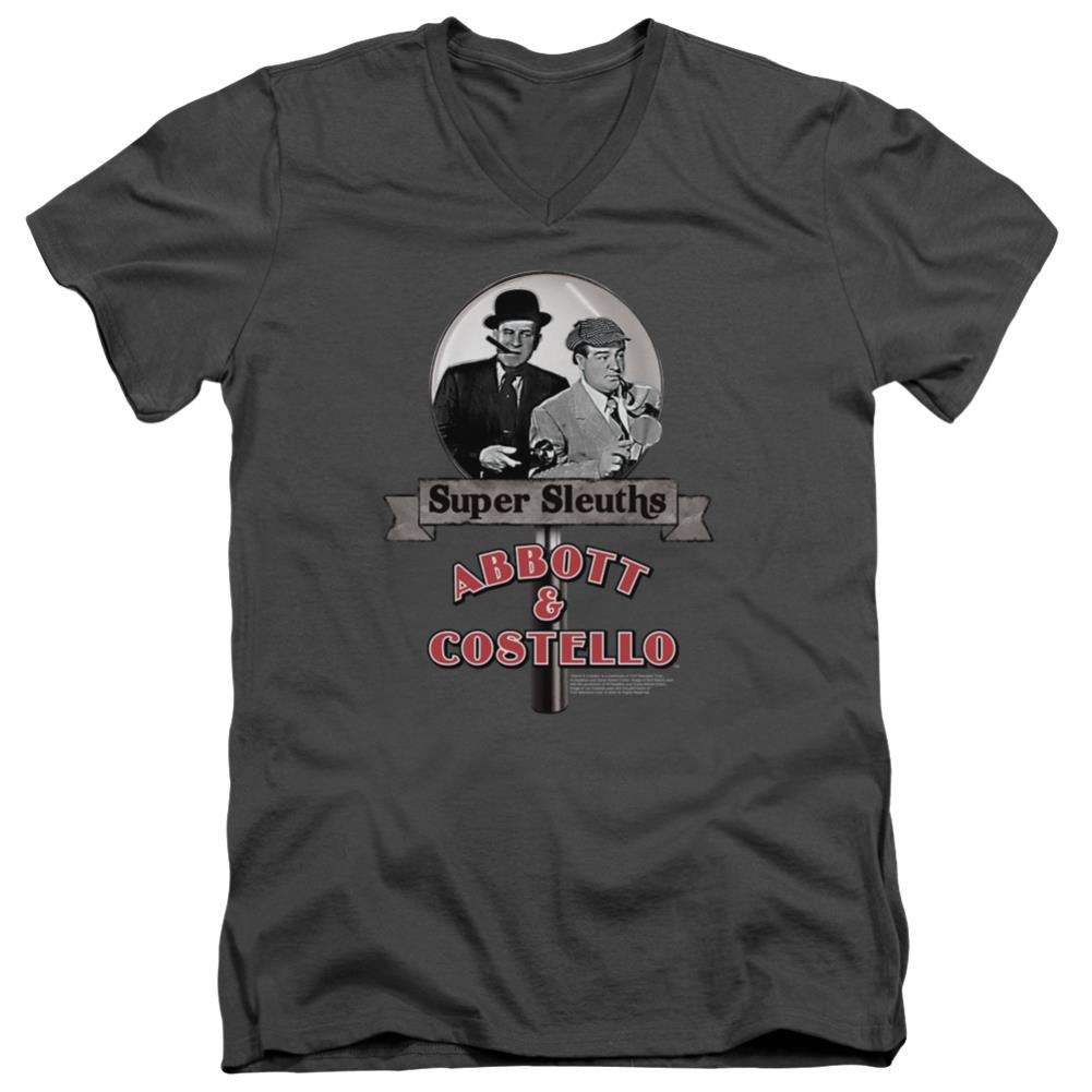 Abbott And Costello Super Sleuths Men's 30/1 Cotton Slim V-Neck T-Shirt