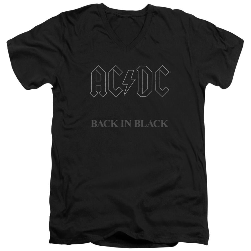 AC/DC Back In Black Men's 30/1 Cotton Slim V-Neck T-Shirt