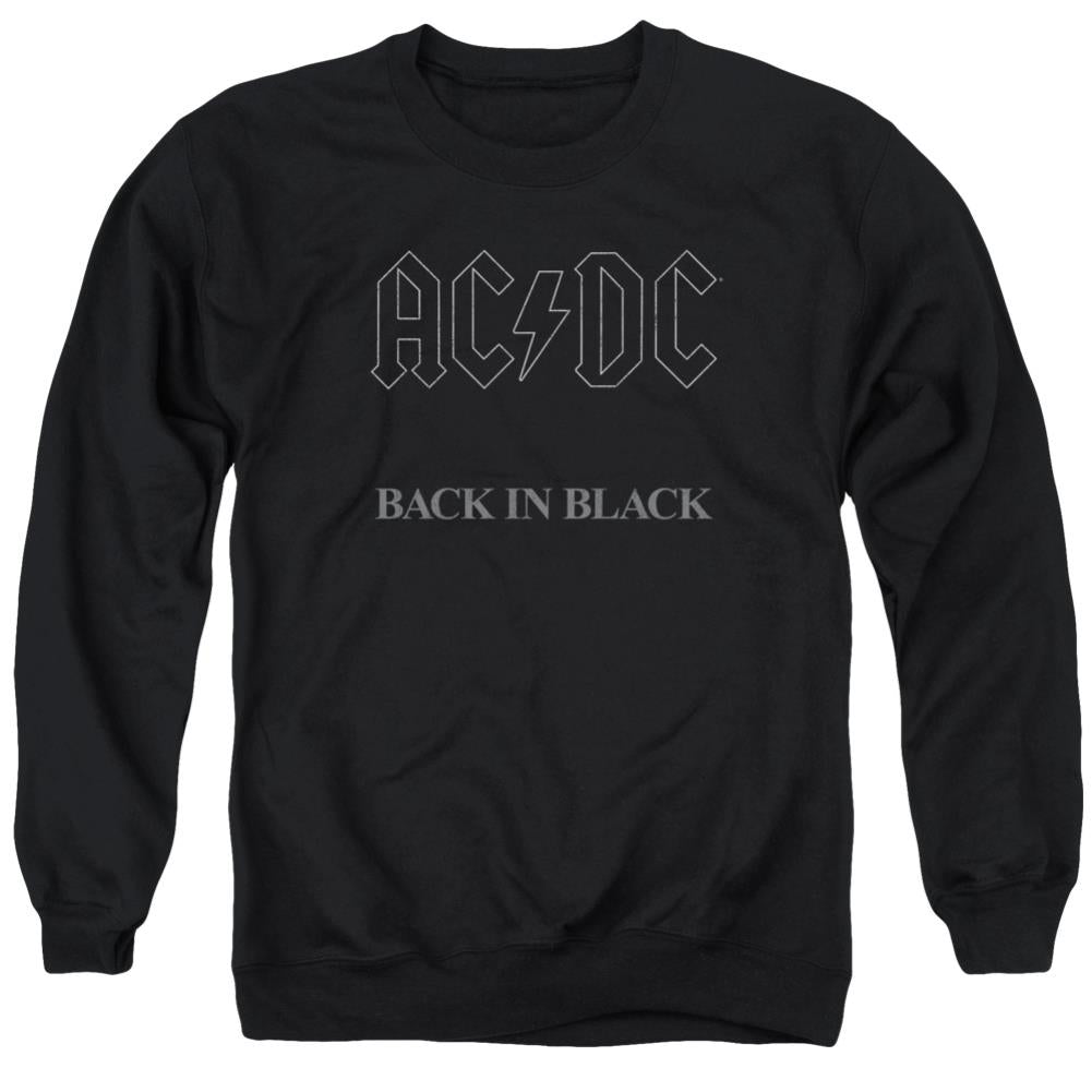 AC/DC Back In Black Men's Crewneck 50 50 Poly Long-Sleeve T-Shirt