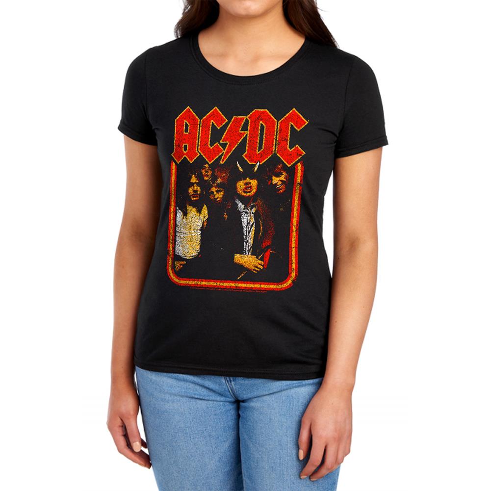 AC/DC Group Distressed Women's 18/1 Cotton Short-Sleeve T-Shirt