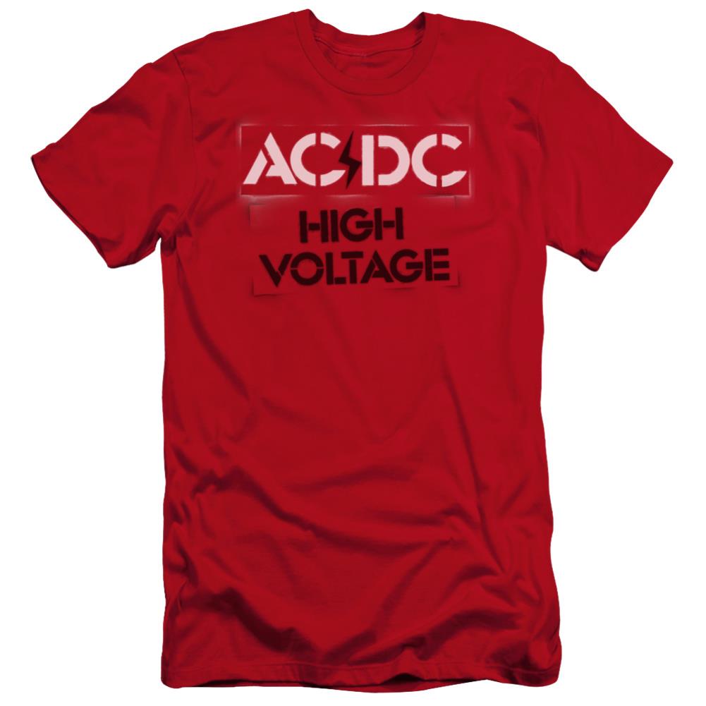 AC/DC High Voltage Stencil Men's Ultra-Soft 30/1 Cotton Slim Short-Sleeve T-Shirt