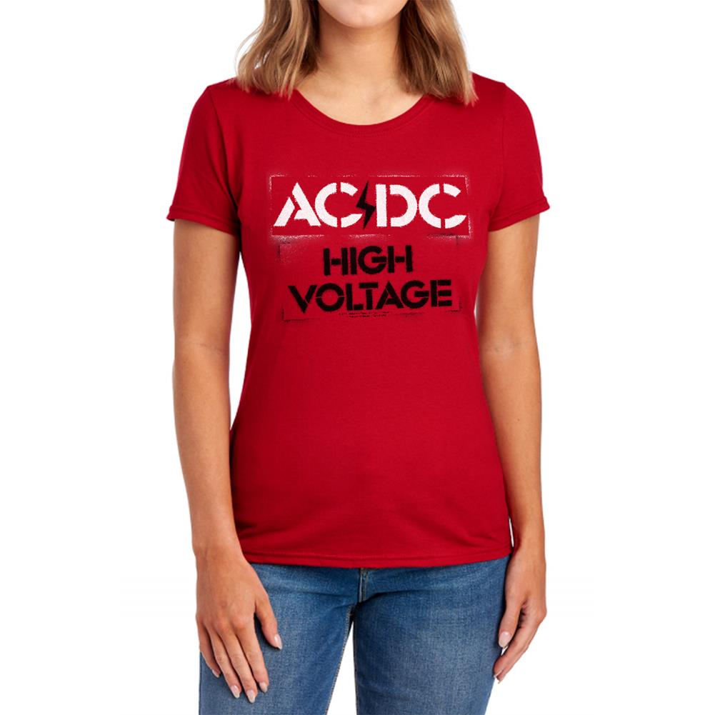 AC/DC High Voltage Stencil Women's 18/1 Cotton Short-Sleeve T-Shirt