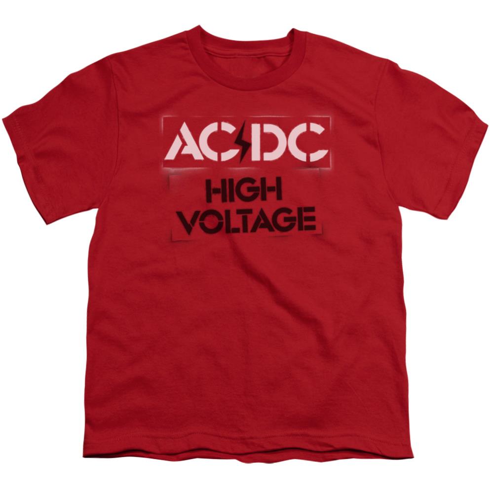 AC/DC High Voltage Stencil Youth 18/1 100% Cotton Short-Sleeve T-Shirt