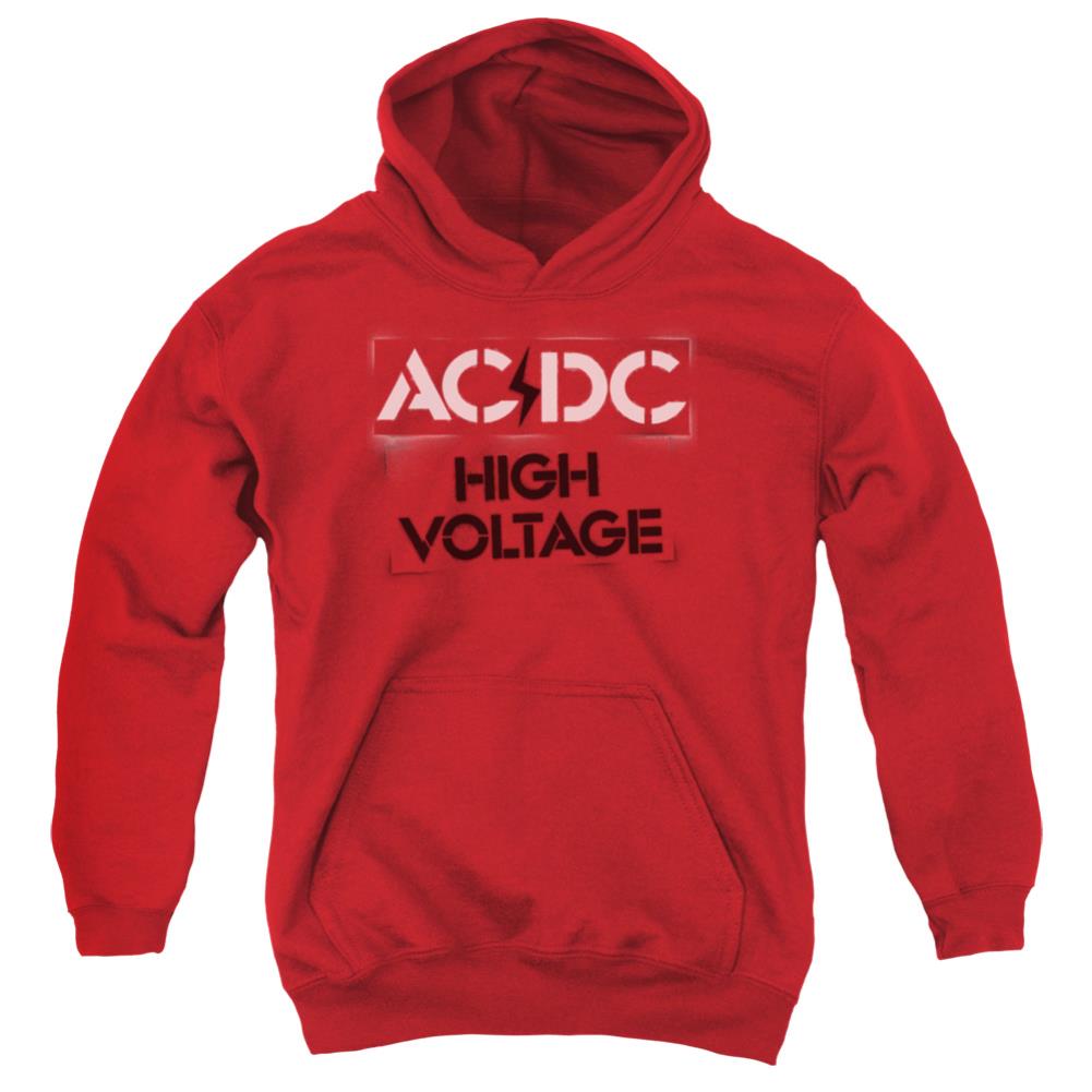 AC/DC High Voltage Stencil Youth Cotton Poly Pull-Over Hoodie