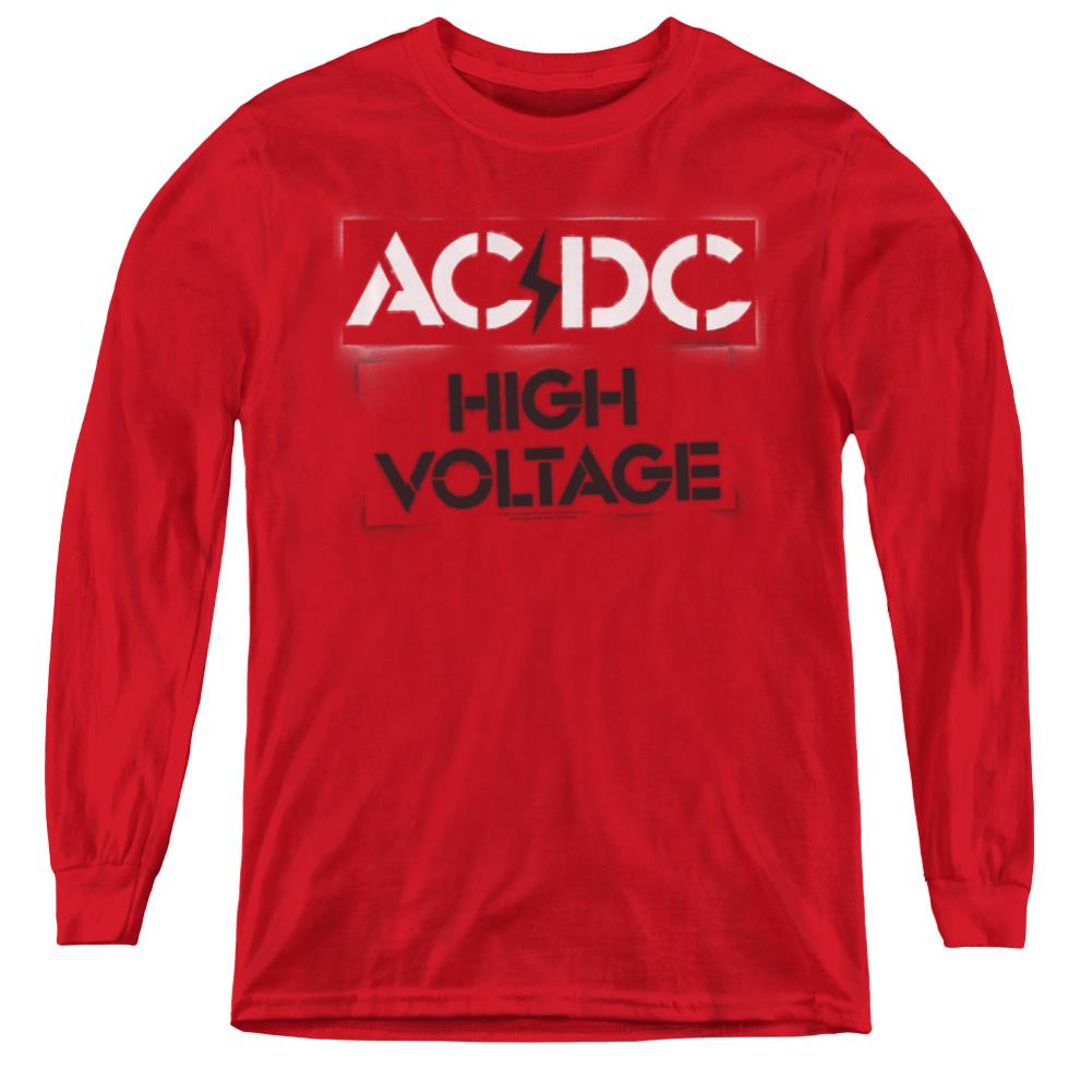 AC/DC High Voltage Stencil Youth Long-Sleeve T-Shirt