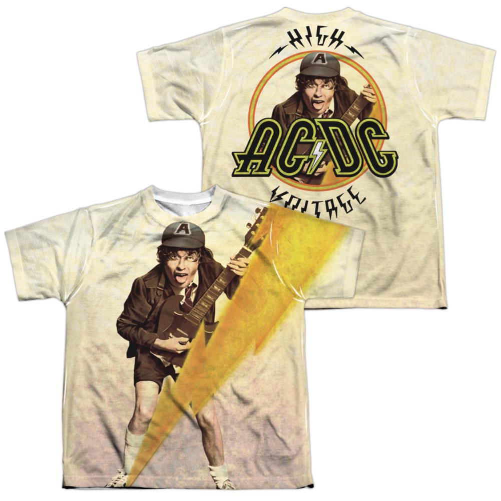 AC/DC Higher Voltage (Front/Back Print) Youth Regular Fit Poly Short-Sleeve T-Shirt