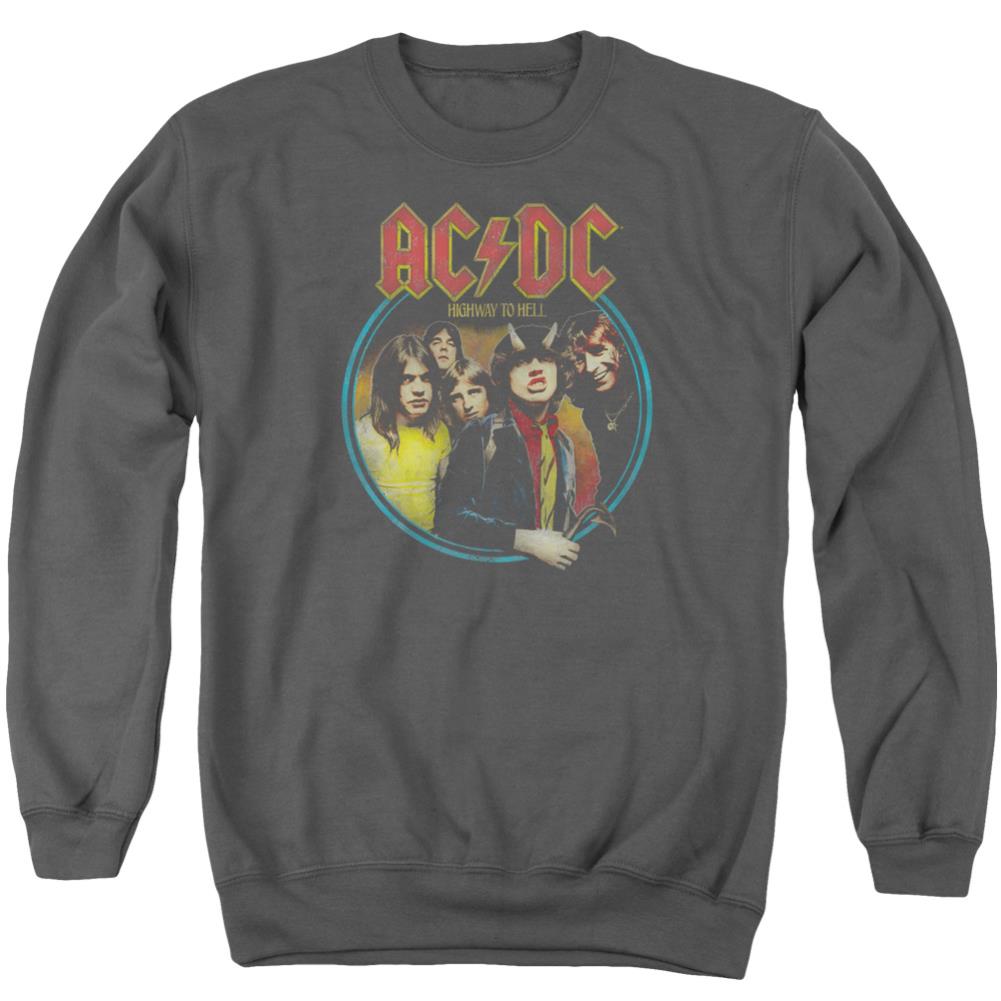 AC/DC Highway To Hell Men's Crewneck 50 50 Poly Long-Sleeve T-Shirt